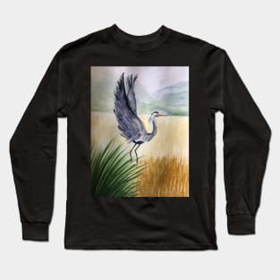 Heron Displaying Long Sleeve T-Shirt